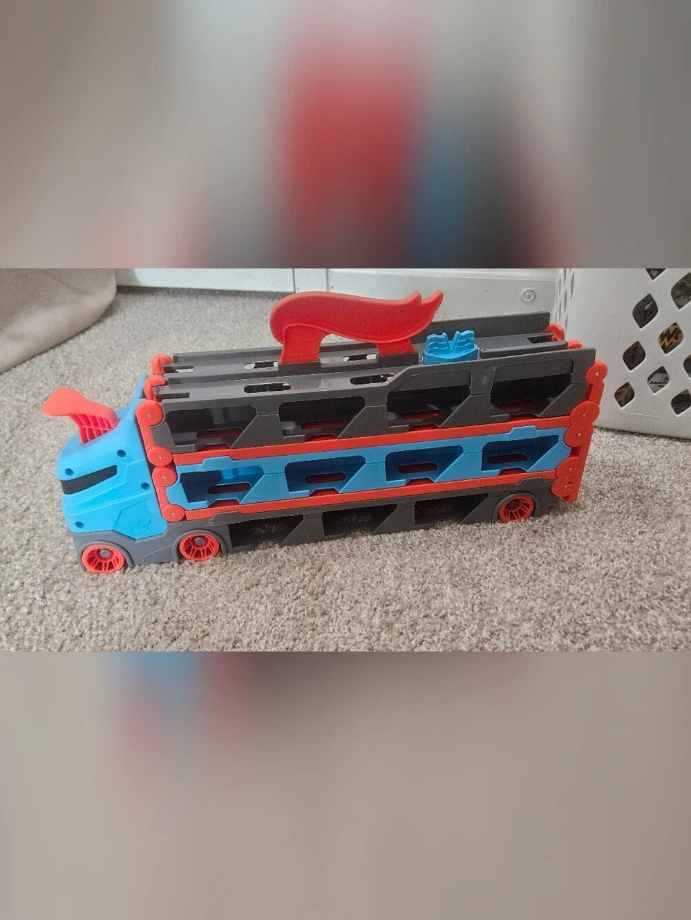 2 Hot Wheels Multi-Level Car Transporter Truck Toys